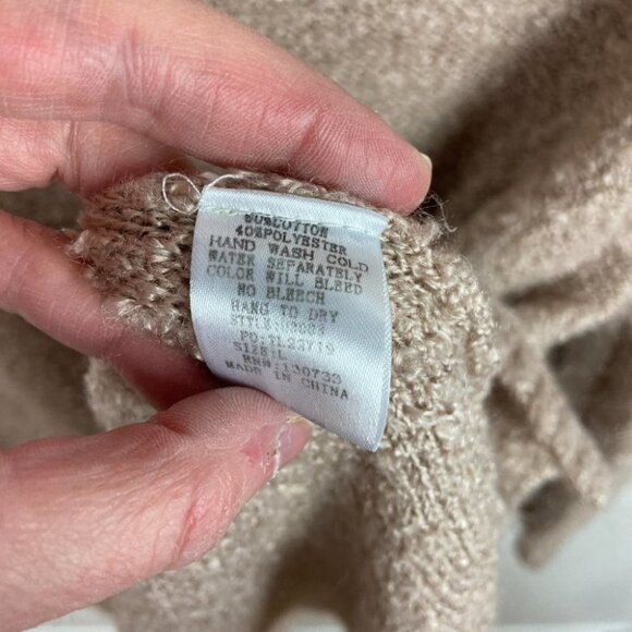 Umgee Chunky Knit Tunic Sweater Tan Beige Size Large High Neck Cozy Soft Long L - Picture 8 of 15